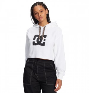 Bluza z Kapturem DC Shoes Cropped 2 Damskie Białe Panterka | 68AJCKZWN