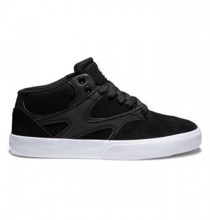 Buty Skate DC Shoes Kalis Vulc MID Mid-Top Męskie Czarne Czarne Białe | 09NPWZMGD