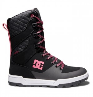 Buty Zimowe DC Shoes Nadene High Leg Damskie Czarne Białe Różowe | 17ANDMSPZ