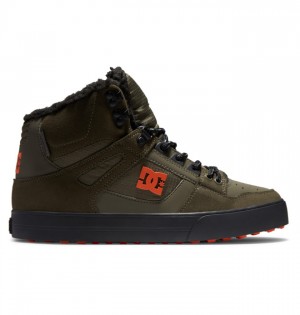 Buty Zimowe DC Shoes Pure High-Top Męskie Oliwkowe Pomarańczowe | 18ZQACKJB