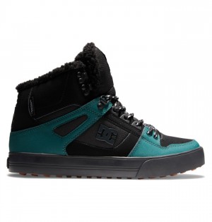 Buty Zimowe DC Shoes Pure High-Top Męskie Czarne Czarne Zielone | 12NBKCIHJ