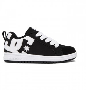 Court Graffik DC Shoes Dziecięce Czarne Białe | 28MUKSFYP