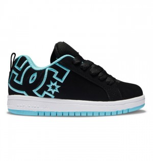 Court Graffik DC Shoes Dziecięce Czarne Niebieskie | 91OGVQKLF