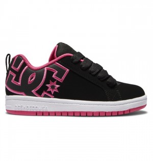 Court Graffik DC Shoes Dziecięce Czarne Różowe | 41AHWIXVY