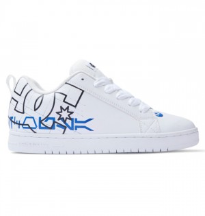 Court Graffik DC Shoes Męskie Białe Niebieskie | 83TQSWRNB