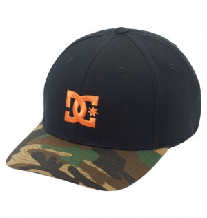 Kapelusz DC Shoes Cap Star Seasonal Flexfit Męskie Czarne Pomarańczowe | 20TOWPLKU