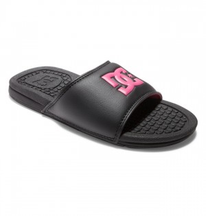 Klapki DC Shoes Bolsa Damskie Czarne Czarne Różowe | 90HKSVGNF