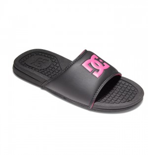 Klapki DC Shoes Bolsa Damskie Czarne Różowe | 53WDNVGRB