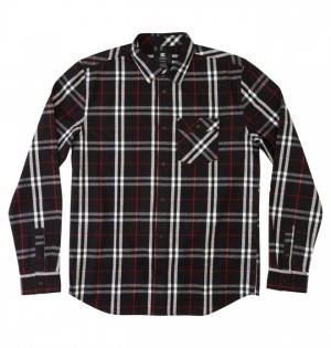 Koszule DC Shoes Marshal Long Sleeve Męskie Czarne Czerwone | 43OWKJFNP