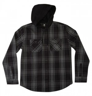 Koszule DC Shoes Ruckus Ed Long Sleeve Zakapturzony Męskie Czarne Ciemny Szare | 07JYFRPIT