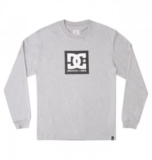 Koszulki DC Shoes DC Square Star Long Sleeve Męskie Szare | 04SEHUQDL