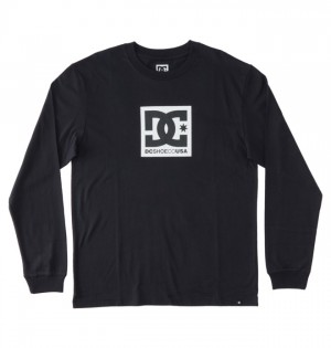 Koszulki DC Shoes DC Square Star Long Sleeve Męskie Czarne | 90MZYUGVT