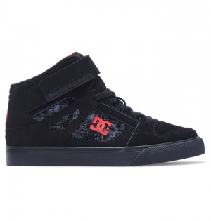 Pure DC Shoes HI High-Top Dziecięce Czarne Czerwone Czarne | 49IHCXKRJ