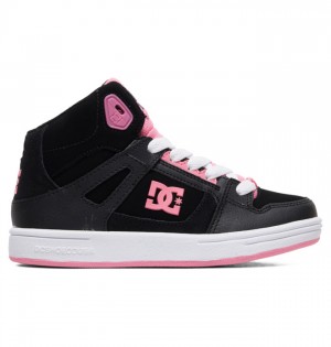Pure DC Shoes High-Top Dziecięce Czarne Różowe | 75YUCPZTS