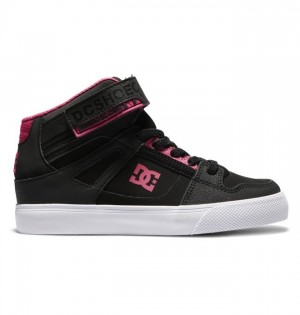 Pure DC Shoes High Elastic Koronkowe High-Top Dziecięce Czarne Różowe Czarne | 31HXUOZBI