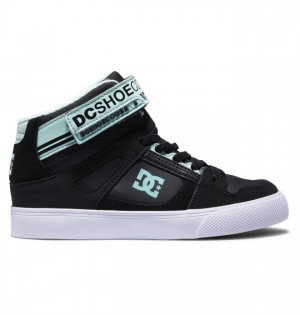 Pure DC Shoes High Elastic Koronkowe High-Top Dziecięce Czarne Zielone | 24YSJGROQ