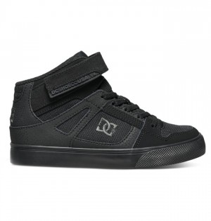 Pure DC Shoes High Elastic Koronkowe High-Top Dziecięce Czarne Czarne Czarne | 05LMJOPFS