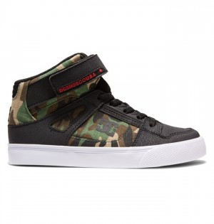 Pure DC Shoes High Elastic Koronkowe High-Top Dziecięce Czarne Camo | 37BZXKYPN