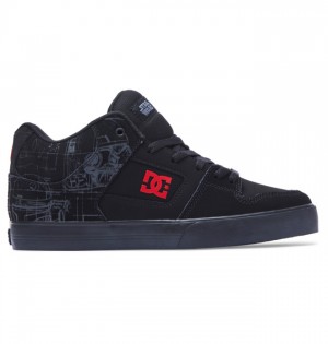 Pure DC Shoes MID Mid-Top Męskie Czarne Czerwone | 09ETAFRGN