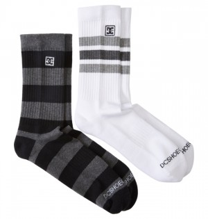 Skarpetki DC Shoes Stripe 2-Pack Crew Męskie Czarne | 26BGMZAXN