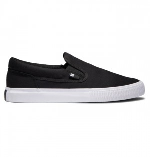 Slip On DC Shoes Manual Męskie Czarne Białe | 62GUXFYHA