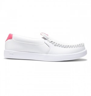 Slip On DC Shoes Villain Damskie Białe Różowe | 47WEQAKPJ