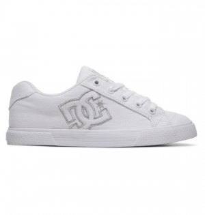 Trampki DC Shoes Chelsea Płócienne Damskie Białe Srebrne | 75LKJRZCW