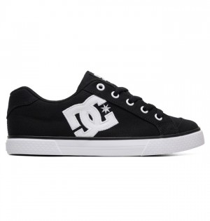 Trampki DC Shoes Chelsea Płócienne Damskie Czarne Białe Czarne | 63JPZQWTB