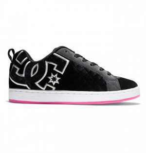 Trampki DC Shoes Court Graffik Damskie Białe Czarne Różowe | 27IHGZUTS