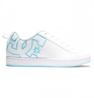 Trampki DC Shoes Court Graffik Damskie Białe Białe Niebieskie | 06PZUJLNV