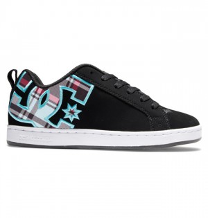 Trampki DC Shoes Court Graffik Damskie Czarne Niebieskie | 76ANOISTX