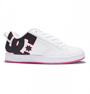 Trampki DC Shoes Court Graffik Damskie Czarne Białe Różowe | 86TPKYGUH