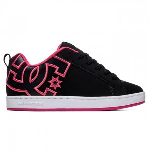 Trampki DC Shoes Court Graffik Damskie Czarne Różowe | 31OXRWCZF
