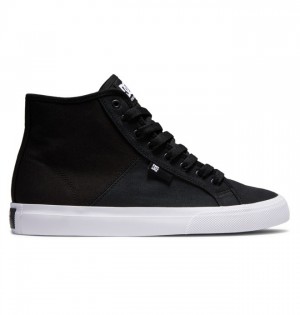 Trampki DC Shoes Manual HI High-Top Refibra Męskie Czarne Białe | 40ZPSMNDK